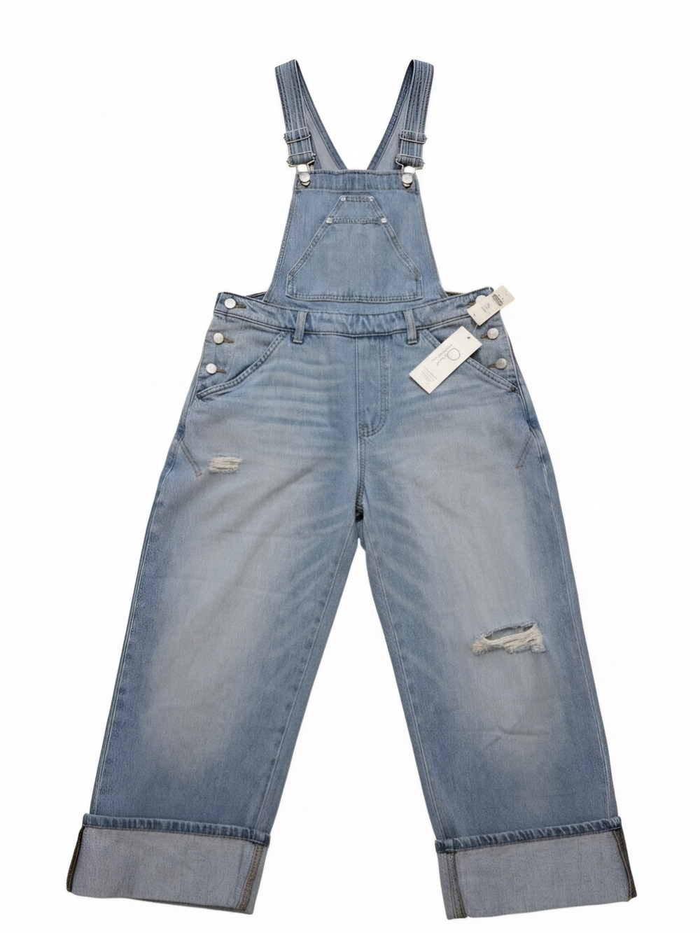 Anthropologie Pilcro Kayden Cropped Barrel Overalls XSP Distressed Grunge Utilit